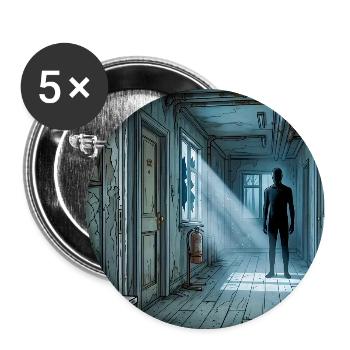 Der Schattenmann wartet im verlassenen Haus - Buttons groß 56 mm (5er Pack) - Weiß - Vorne