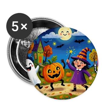 Niedliche Halloween-Nacht-Illustration - Buttons groß 56 mm (5er Pack) - Weiß - Vorne