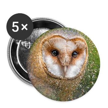 Schleiereule – Vogelillustration - Buttons groß 56 mm (5er Pack) - Weiß - Vorne
