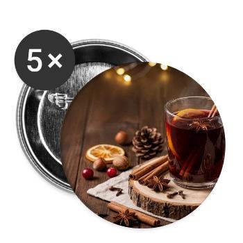Rustikaler Glühweinzauber - Buttons groß 56 mm (5er Pack) - Weiß - Vorne