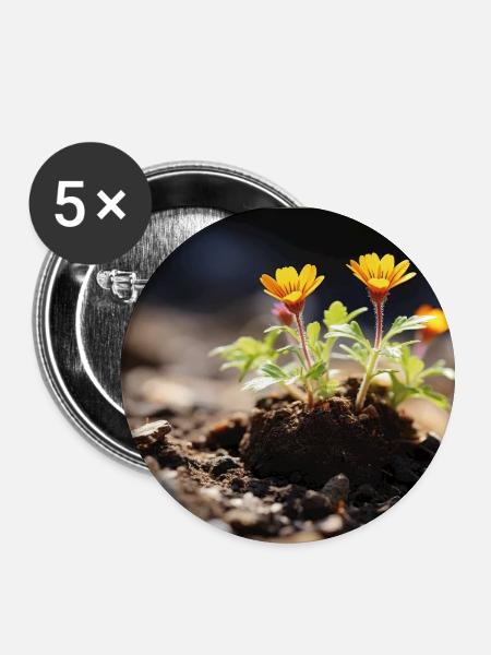 Blume im Sonnenlicht - Buttons groß 56 mm (5er Pack) - Weiß
