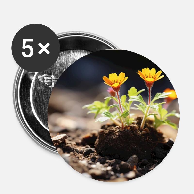 Blume im Sonnenlicht - Buttons groß 56 mm (5er Pack) - Weiß