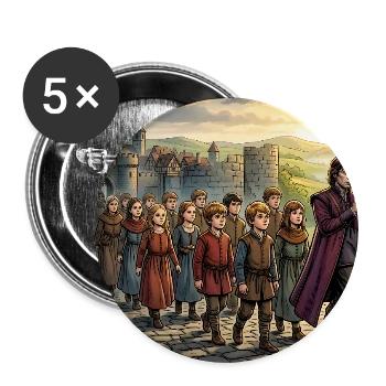 Hamelins verlorene Kinder Das Märchen des Rattenfängers - Buttons groß 56 mm (5er Pack) - Weiß - Vorne