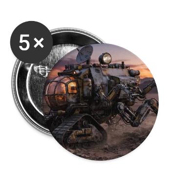 Sci-Fi Mars Exploration Rover in Rocky Desert - Buttons groß 56 mm (5er Pack) - Weiß - Vorne