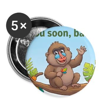 BIS BALD, PAVIAN. - Buttons groß 56 mm (5er Pack) - Weiß - Vorne