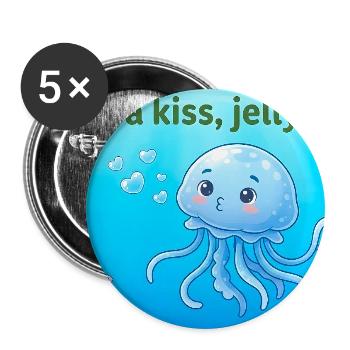 Blas einen Kuss Qualle - Buttons groß 56 mm (5er Pack) - Weiß - Vorne