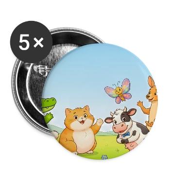 Bis später, Alligator, lustige Tiere, die sich verabschieden - Buttons groß 56 mm (5er Pack) - Weiß - Vorne