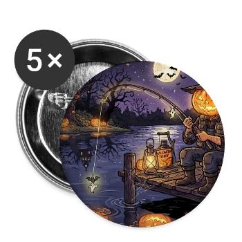 Kürbisangler am Mondsee - Buttons groß 56 mm (5er Pack) - Weiß - Vorne