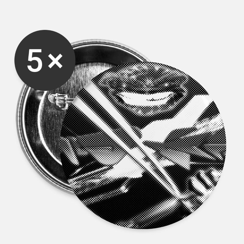 Grotesque Face Neon Contrast - Buttons large 2.2''/56 mm (5-pack) - white