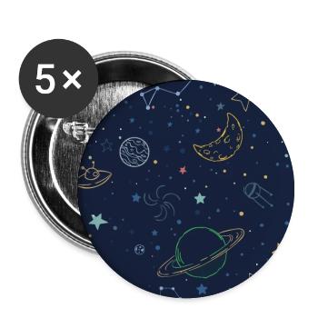Kosmischer Dschungel mit Planeten und Sternen - Buttons groß 56 mm (5er Pack) - Weiß - Vorne