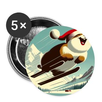 Marmotte Ski Vintage - Lot de 5 grands badges (56 mm) - blanc - Devant