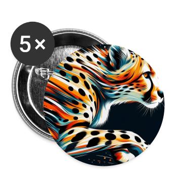 Guépard - Lot de 5 grands badges (56 mm) - blanc - Devant