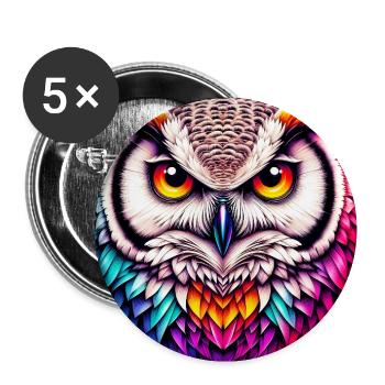 Eule - Buttons groß 56 mm (5er Pack) - Weiß - Vorne