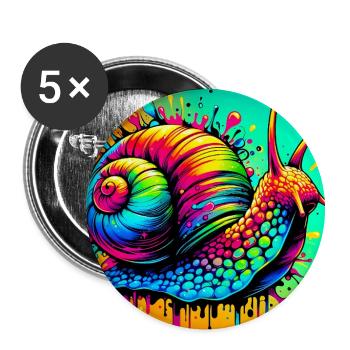 Schnecke - Buttons groß 56 mm (5er Pack) - Weiß - Vorne