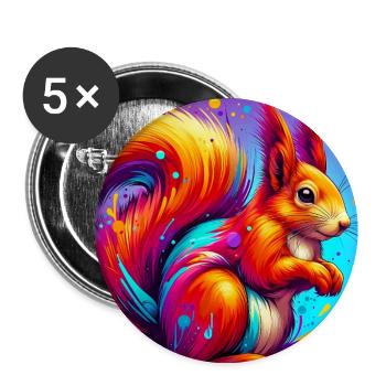 Eichhörnchen - Buttons groß 56 mm (5er Pack) - Weiß - Vorne