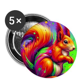 Eichhörnchen - Buttons groß 56 mm (5er Pack) - Weiß - Vorne
