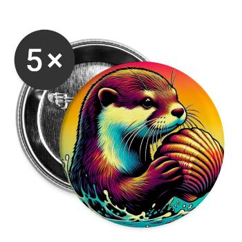 Otter - Buttons groß 56 mm (5er Pack) - Weiß - Vorne