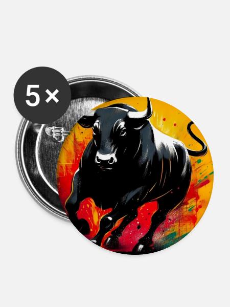 Stier - Buttons groß 56 mm (5er Pack) - Weiß