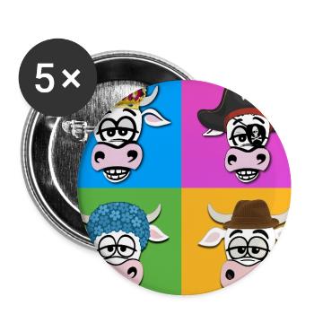 Kuh-Quartett - Buttons groß 56 mm (5er Pack) - Weiß - Vorne