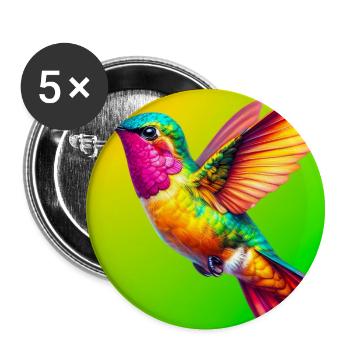 colibri - Lot de 5 grands badges (56 mm) - blanc - Devant
