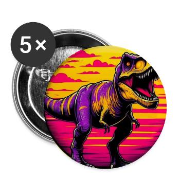 dinosaure - Lot de 5 grands badges (56 mm) - blanc - Devant