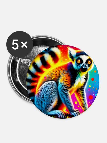 Lemur - Buttons groß 56 mm (5er Pack) - Weiß