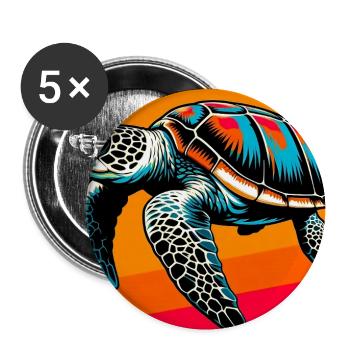 tortue - Lot de 5 grands badges (56 mm) - blanc - Devant