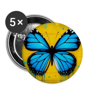 Schmetterling - Buttons groß 56 mm (5er Pack) - Weiß - Vorne