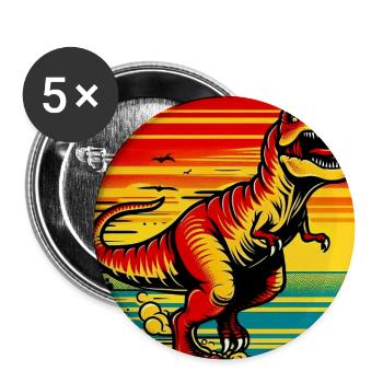 dinosaure - Lot de 5 grands badges (56 mm) - blanc - Devant