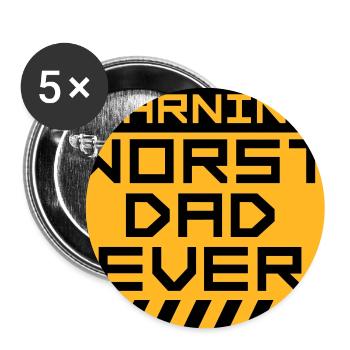 Worst Dad Ever Lustig Sarkastisch Vatertag Papa - Buttons groß 56 mm (5er Pack) - Weiß - Vorne