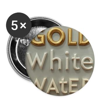 Golden White Water Typography - Buttons large 2.2''/56 mm (5-pack) - white - Front
