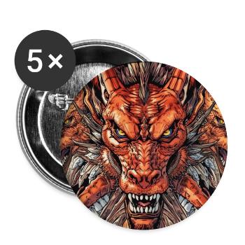 Three-headed Dragon Fireview - Buttons large 2.2''/56 mm (5-pack) - white - Front