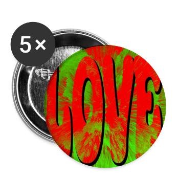 Liebe im Retro Tie Dye Stil - Buttons groß 56 mm (5er Pack) - Weiß - Vorne