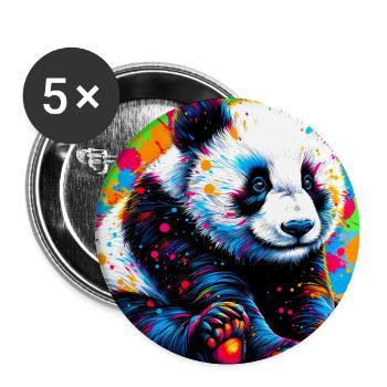 Panda - Buttons groß 56 mm (5er Pack) - Weiß - Vorne