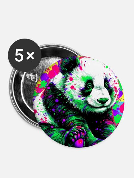 Panda - Buttons groß 56 mm (5er Pack) - Weiß