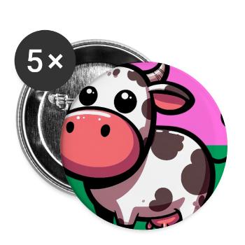 vache - Lot de 5 grands badges (56 mm) - blanc - Devant