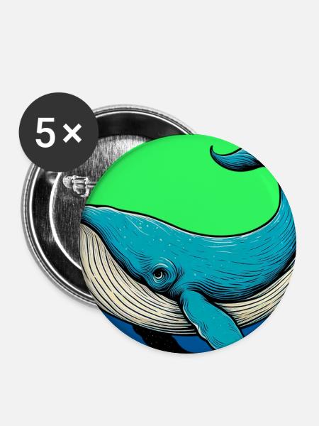 Wal - Buttons groß 56 mm (5er Pack) - Weiß