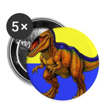 Dinosaurier - Buttons groß 56 mm (5er Pack) - Weiß - Vorne