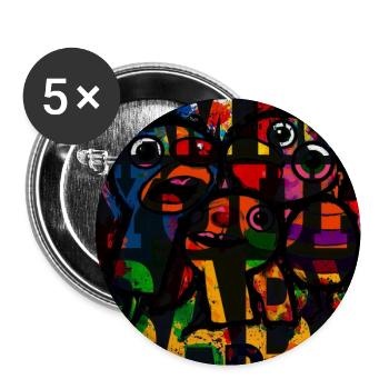 Portrait géométrique coloré - Lot de 5 grands badges (56 mm) - blanc - Devant