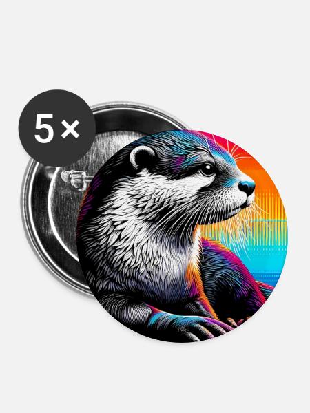 Otter - Buttons groß 56 mm (5er Pack) - Weiß