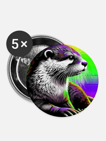 Otter - Buttons groß 56 mm (5er Pack) - Weiß