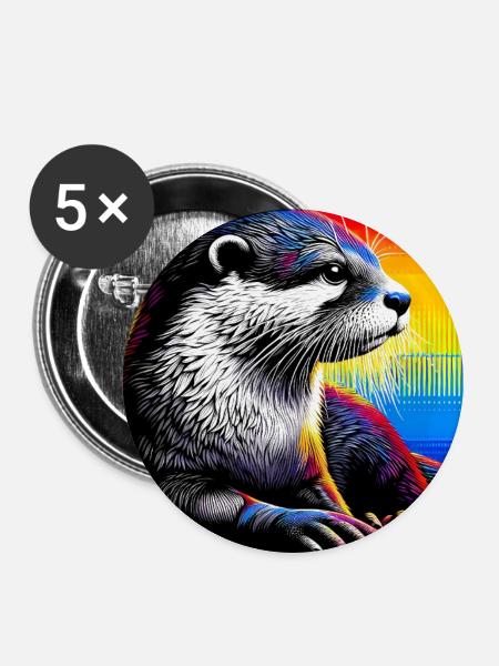 Otter - Buttons groß 56 mm (5er Pack) - Weiß