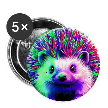 hérisson - Lot de 5 grands badges (56 mm) - blanc - Devant