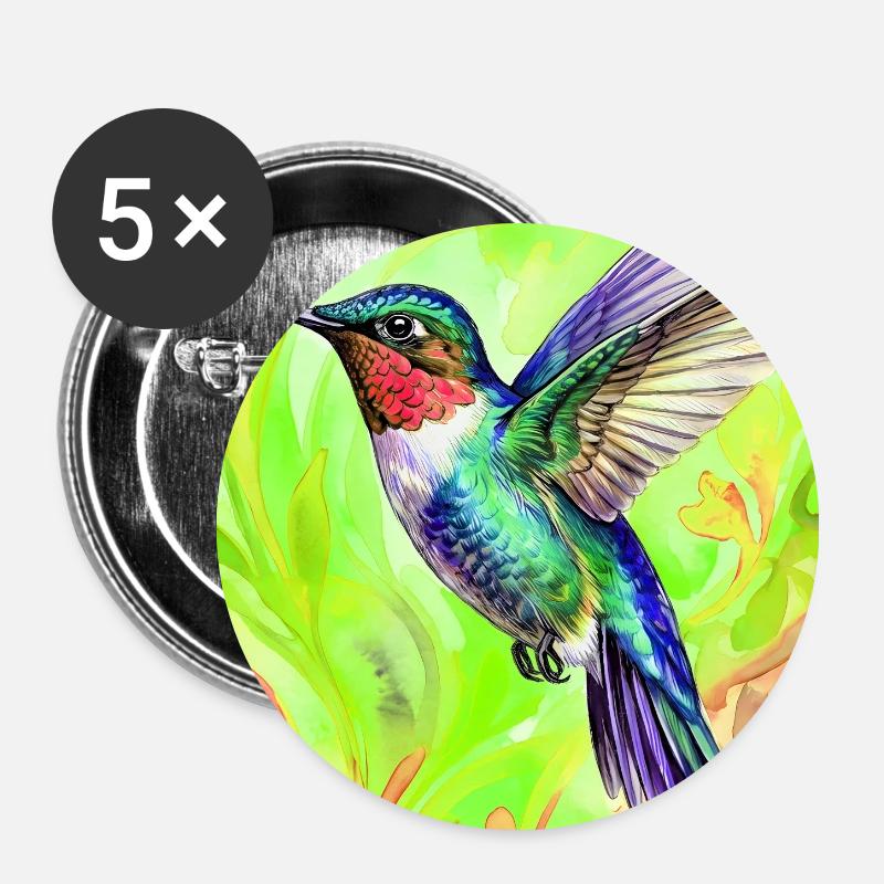 Kolibri - Buttons groß 56 mm (5er Pack) - Weiß