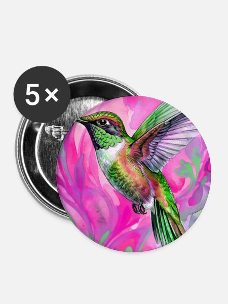 Kolibri - Buttons groß 56 mm (5er Pack) - Weiß