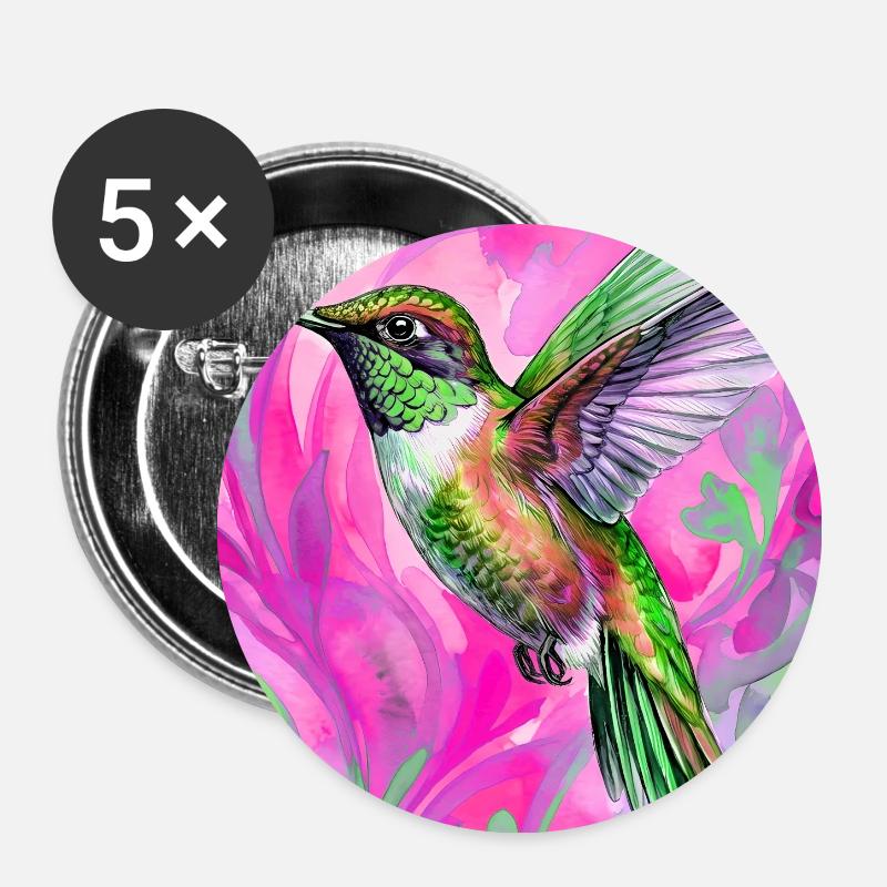 Kolibri - Buttons groß 56 mm (5er Pack) - Weiß