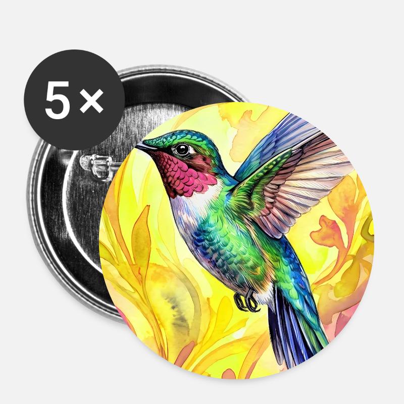 hummingbird - Buttons large 2.2''/56 mm (5-pack) - white