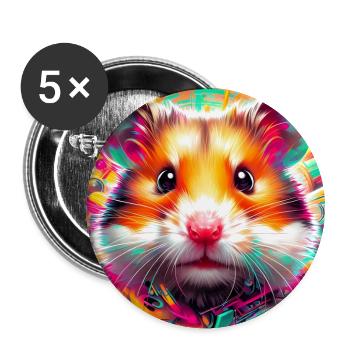 Hamster - Buttons groß 56 mm (5er Pack) - Weiß - Vorne
