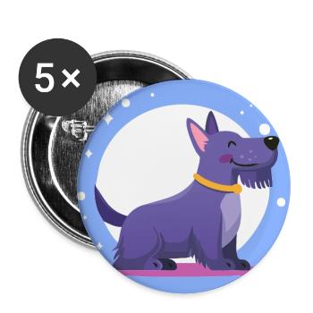 Lila Scottish-Terrier (Comic) - Buttons groß 56 mm (5er Pack) - Weiß - Vorne
