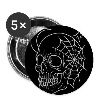 Occult Skull & Geometrische Netze – Goth - Buttons groß 56 mm (5er Pack) - Weiß - Vorne